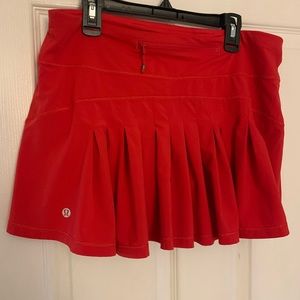Red lululemon tennis skirt with undershorts